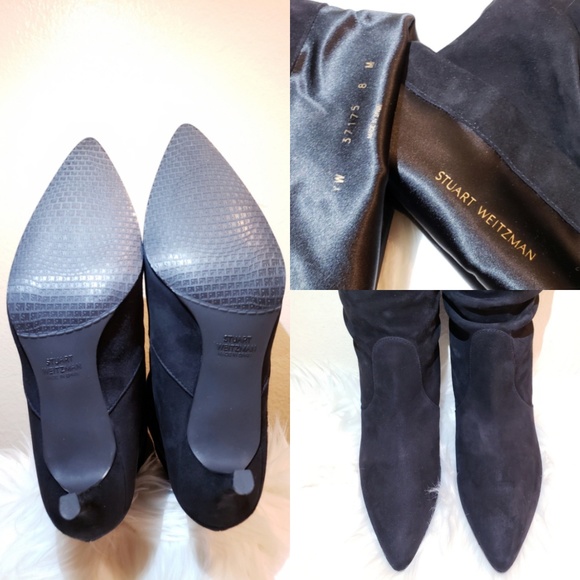 STUART WEITZMAN LAFAYETTE BLACK SUEDE BOOTS - Picture 8 of 8